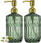 JASAI 2Pack 18Oz Green Glass Soap Dispenser with Gold Rust Proof Pump,