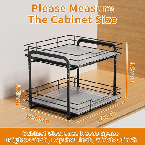 RCHYFEED Spice Rack Organizer, 2 Tier Slide Out Metal Spice Racks for Cabinet & Pantry, Heavy Duty Adjustable