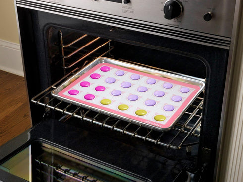 Aprince 2 Pack Silicone Baking Mats, Non-Stick Pastry Mat Pink 16.5x11.8x0.09 inch, Silicone Baking Mat Set