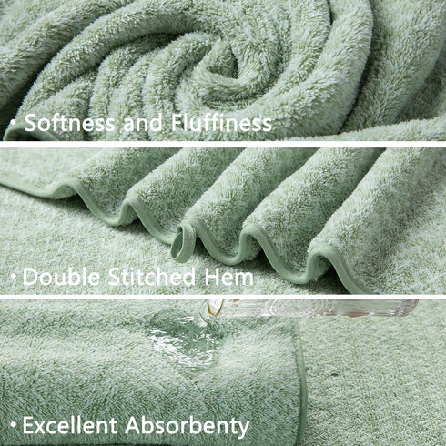 18 Set,100% Loops-6 Towels,6 Towels,6 Ycosy Piece Bath Towels Microfiber Family Bathroom Towel with Hanging Bath Hand