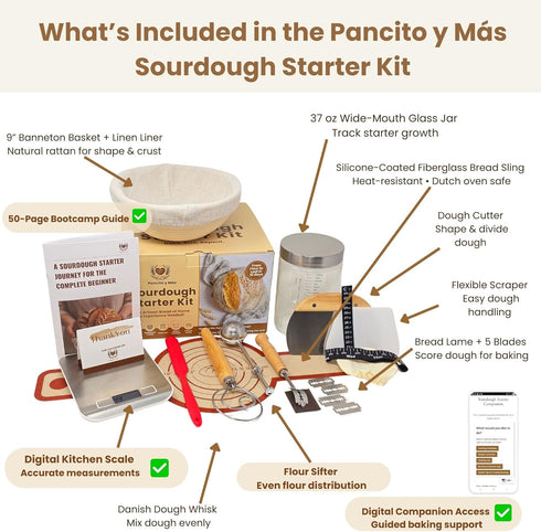 Pancito y Ms 37oz 12-Piece Set Sourdough Starter Kit with Digital Scale & Jar Complete Bread Baking for Beginners