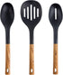 Megachef Nylon Tool Cookware Utensil Set, 7 Piece, Black and Wood Texture