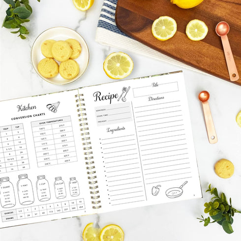 Recipe Book to Write Your Own Recipes, Blank Family Cookbook Journal, 100 Page DIY Cookbook, Spiral Bound Organizer