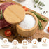 Pniimoo 360 Countertop 6 Oz Salt Holder with Lid, Bamboo Salt Container, Salt Cellar with Swivel Lid for to Store