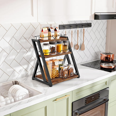 3-Tier Countertop BF10TL01 HOOBRO Kitchen Spice Rack, Kitchen Shelf, Desk Shelf Organizer, Dresser Top Storage Rack