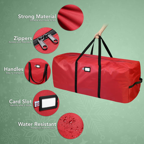 Holiday Cheer Christmas Tree Storage Bag – Heavy Duty Bag Fits Up to 9ft Tall Artificial Christmas Tree, Waterproof
