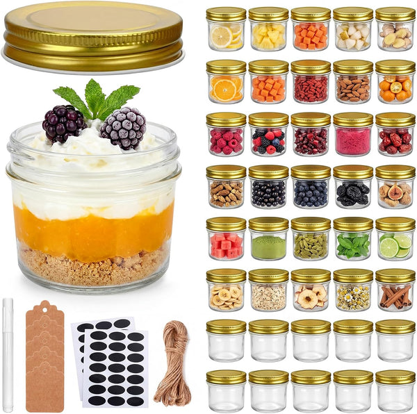 QAPPDA 4oz Glass Jars With Lids,Small Mason Jars Wide Mouth,Mini Canning Jars With