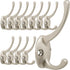 IBosins 12 Pack Silver Coat Hooks, Wall Mounted with 24 Screws, Retro Double Hooks for Coat, Scarf, Bag