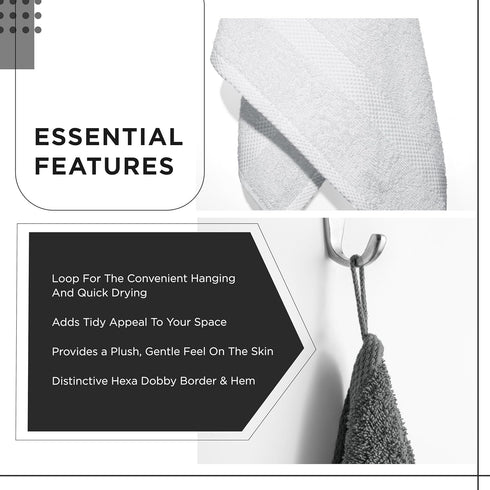 600 100% Set 4, 4 Pack 4 GSM Cotton Bath Towels, White, of Highly Absorbent, Plush, Soft, Quick Dry, Pieces Combed