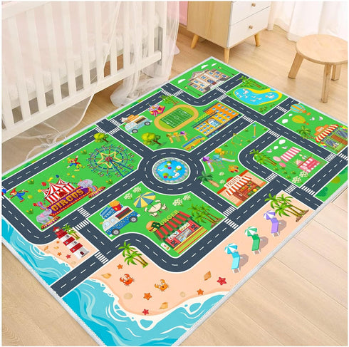 Kids Carpet Playmat Car Rug, Car Rug for Kids Toy Cars and