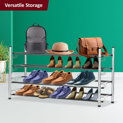 Closet, (4 USTECH Shoe Rack Organizer, Sturdy Shoe Storage Organizer for Entryway | Expandable Metal Shelf Shoe Rack
