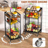 3-Tier Fruit Vegetable Cart, Snack Kitchen Cart on Wheels & Wood Top, Utility Shelf Rack Organizer for Fruit