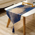 Jiino Blue Luxury Table Runners 72 Inches Long with Tassels Modern Geometric