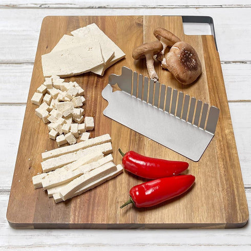 Raw Rutes Samurai Tofu Slicer Guide for Cutting Tofu into Perfect Cubes or Slices - Made in the USA from Stainless