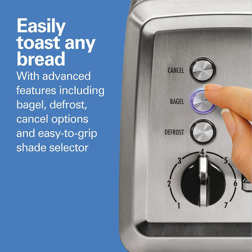 Hamilton Beach 2 Slice Toaster, Extra-Wide Slots, Bagel Setting, Stainless Steel, Auto-Shutoff & Cancel Button