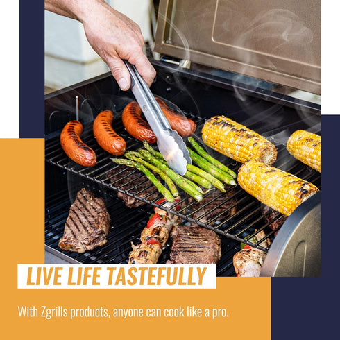 Z GRILLS Stainless Steel Tongs Set, 2 Packs with Heat Resistant Handle for Kitchen and Outdoor Barbeque