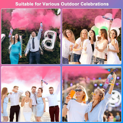 4 Pack Pink Gender Reveal Smoke Bombs for Baby Girl, Color Powder or Dust for Gender Announcement Idea, Baby Shower