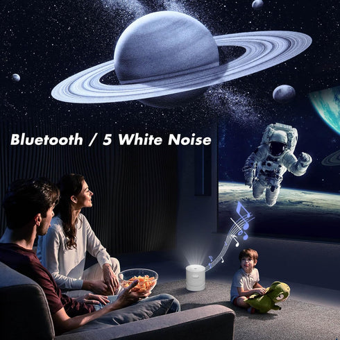 6 Planet Projector Night Light for Bedroom,Starry Galaxy Light Projector with Bluetooth Speaker,White