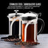 OVENTE 2-in-1 Coffee Press and Tea Maker, High Grade Stainless Steel Infuser, Borosilicate Glass, 27 Ounce, Clear