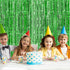 CHRORINE 2pcs 3ft x 8.3ft Green Tinsel Foil Fringe Curtains, Streamers Backdrop for Birthday Jungle Safari Party