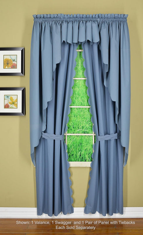 Today's Curtain Orleans Scallop Curtain - Blue 72" Panel Pair with Tieback, 60" W x 72" L, 4-Piece Set