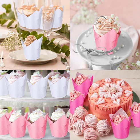 200 Pcs Tulip Cupcake Liners, Muffin Baking Holders, Heat Resistant Wrappers for Wedding & Birthday Parties