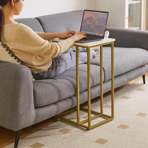 16x12x25 inch YD-TM051WG Aibiju Small Side Tables C Shaped, End Table, Small Table Stand for Living Room Bedroom