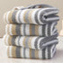 Beige Striped Hand Towels, Bathroom Hand Towels Set of 4, 16"x27" -