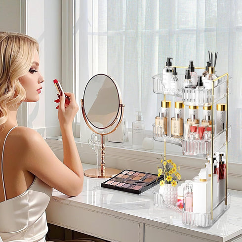 3-Tier Counter Countertop, Countertop GTI Corner Bathroom Organizer, Large Capacity Makeup Organizer Perfume Cosmetics