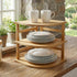 3-Tier Countertop 9.5 9.5 9.5 Inch Goaste Bamboo Corner Shelf, Kitchen Storage Organizer, Cabinet Plate Rack for Pantry