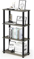 Furinno Turn-N-Tube 4-Tier Multipurpose Shelf Display Rack, French Oak Grey/Black Square Tube