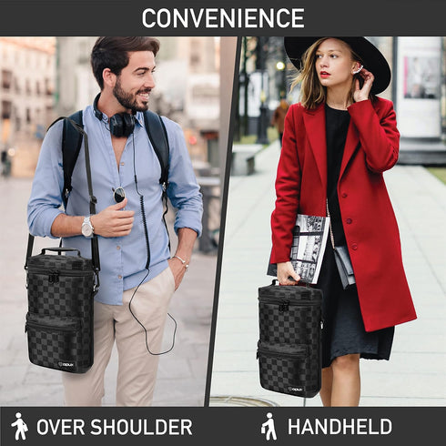 opux 2 Bottle Wine Tote Carrier, Insulated Leakproof Cooler Bag for Travel, Picnic, Black