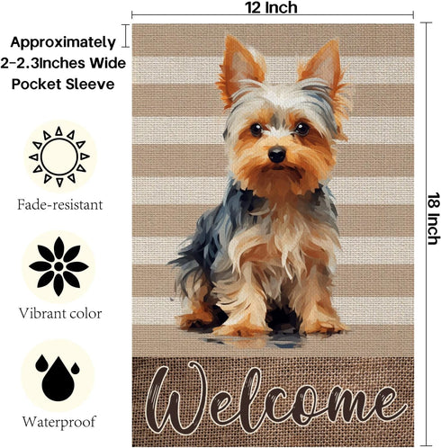 Yorkie Garden Flag 12x18 Inch, Home Garden Welcome Dog Spring Yard Flag Double Sided for Outdoor Decoration