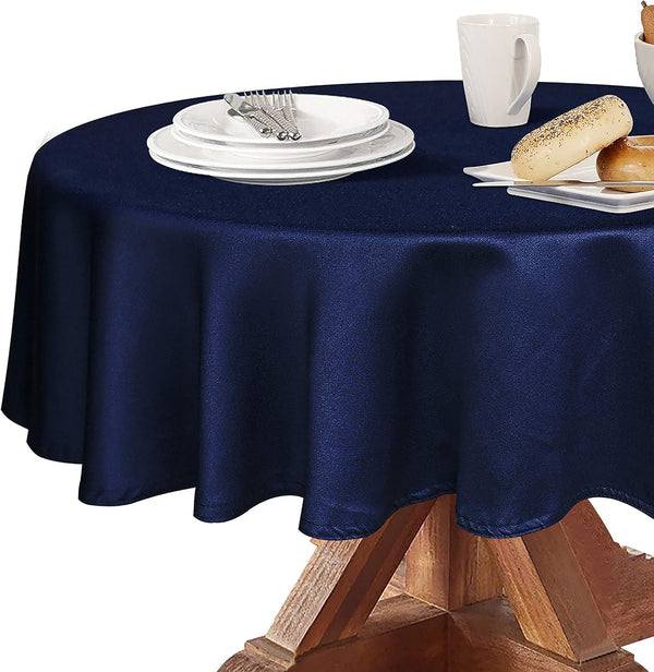 Obstal 210GSM Round Table Cloth, Oil-Proof Water Resistant Microfiber Tablecloth, Navy Blue, 60 Inch Diameter