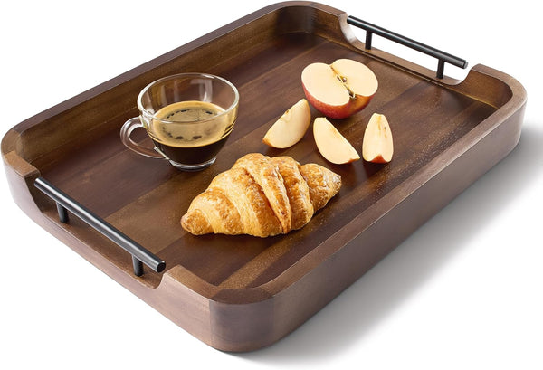 TIDITA Ottoman Tray for Living Room 17"x13" Rectangle Serving Tray with Handles