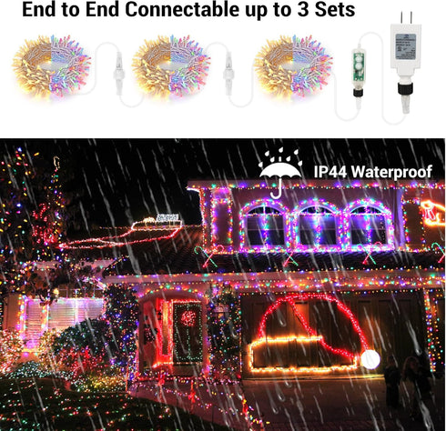 300 115ft 11 Brizled Color Changing Christmas Lights, LED Christmas String Lights Connectable, Modes Tree Lights Warm