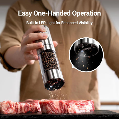 Set, 110ml 6 ThermoMaven Upgraded Larger Capacity Electric Salt and Pepper Grinder Rechargeable Salt and Pepper Shaker