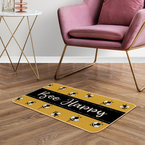 Welcome Mat Front Door Yellow Bee Decor, Indoor Outdoor Entryway Doormat, Summer Kitchen Bath Mat, 30 x 16 Inch