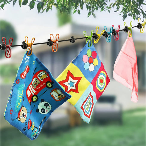 Portable Retractable Clothesline for Travel with 12 Clothes Clips, Indoor Laundry Drying Line, Outdoor Camping