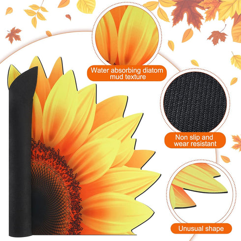Non-slip Sunflower Shape Bathroom Rug, Decorative Water Absorbent Mat for Indoor Outdoor Kitchen Bath Shower Room, 27.6