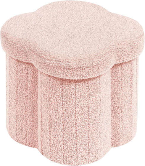 PINPLUS Floral Storage Ottoman Cube Boucle Footrest Stool with Lid, Multi-Functional Cube