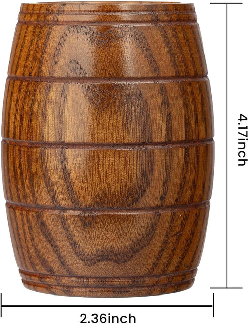 IUAQDP 2 Pieces Novelty Wood Barrel Shaped Wooden Drinking Beer Tea Cup, Home Decor Camping Cup