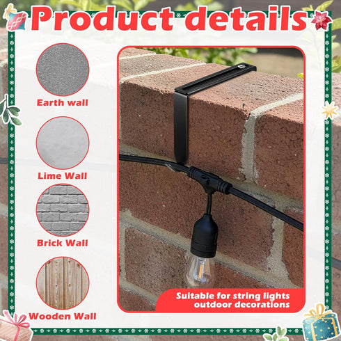 12 3.2-6 Inch Frienda Pcs Adjustable Outdoor Light String Metal Hooks for Concrete Wall Cinder Block Fences Hangers