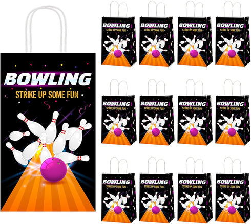 chiazllta 12 Pieces Bowling Party Gift Treat Bag, Bowling Ball Candy Goodie Favor Bags for Birthday Party Supplies