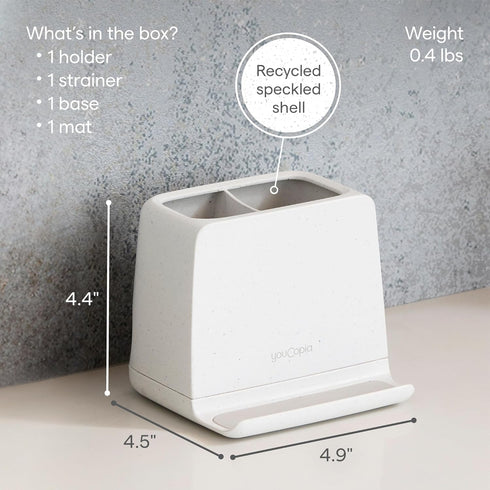 2-Slot, Counter YouCopia The Ledge Toothbrush Holder, Bathroom Vanity Organizer with Cord Slots, Removable Base