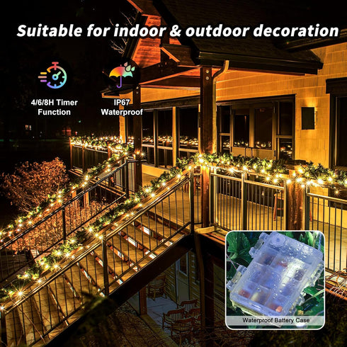 39Ft 120 LED Fairy Lights Battery Operated, RGB Color Changing String Light with Remote and Timer, Battery Powered