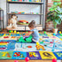 4x6 Playroom Rugs for Kids Washable, Educational and Fun Playmat with ABC Alphabet Animals Shapes Colors, Non-Slip Play