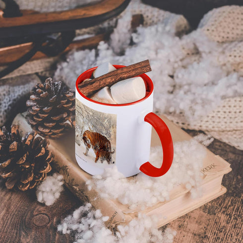 3dRose mug_214340_5 "Siberian Tiger and Cub" Two Tone Mug, Red, 11 oz