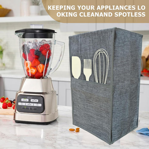 Kitchen Blender Cover, Dust-proof Organizer, Quilted Blender Protector, Appliance Covers with Accessory Pocket