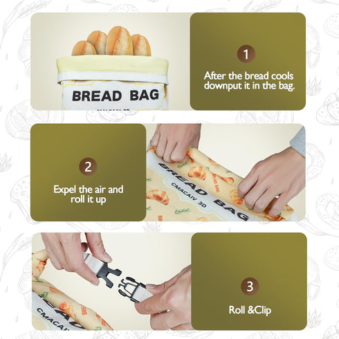 CMACAIV 3D 2-Pack Bags,17"13"Reusable Beeswax Bread Bread Bags for Homemade Bread Sourdough,Linen Outer Lining and Pure